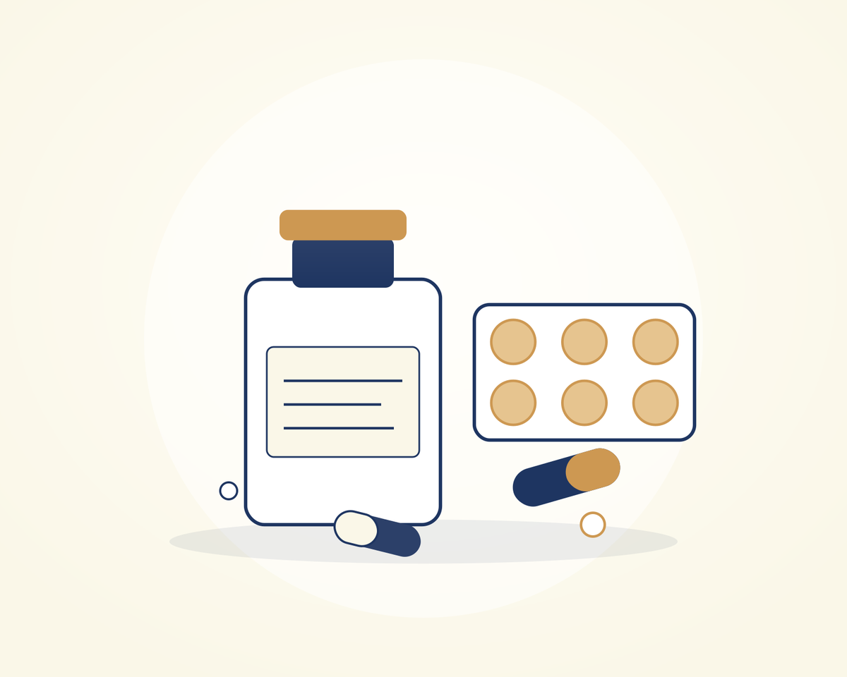 Produits pharmaceutiques : flacon, plaquette de comprimés et capsules